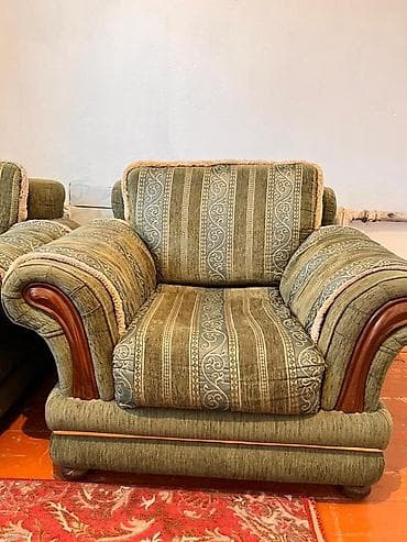 угловой диван с креслом: Комплект мягкой мебели, Б/у, Самовывоз, цвет - Зеленый — 5