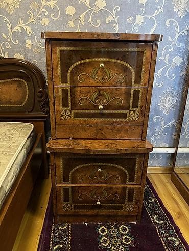 third edition solution: Спальный гарнитур, Б/у, Комод, Шкаф, Двуспальная кровать, МДФ, Бесплатная доставка, цвет - Коричневый — 3