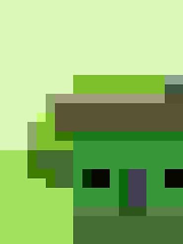 deco mesh: Пиксель-арт картина «Зелёный дом» - Авторская цифровая иллюстрация в — 1