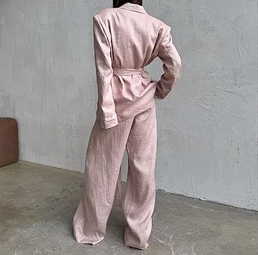 Брючный костюм, Прямые, Пиджак, Китай, Лен, Лето — 2