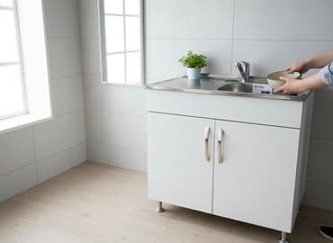 раковины с тумбочкой: Тумба для кухни, С мойкой, цвет - Белый — 1