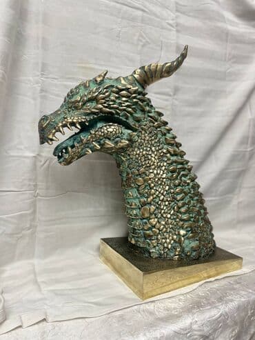 дракон: Бронзовые головы драконов. Тонировка римская патина (зелёная) Высота — 7