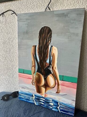 рыба купить: Картина "В бассейне". Ручная работа. Холст. Акрил. Размер 60х40 см — 2