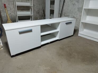 тв тумбочка: Тумба и подставка для телевизора, Новый, Напольная, ЛДСП, Платная доставка, цвет - Белый — 3