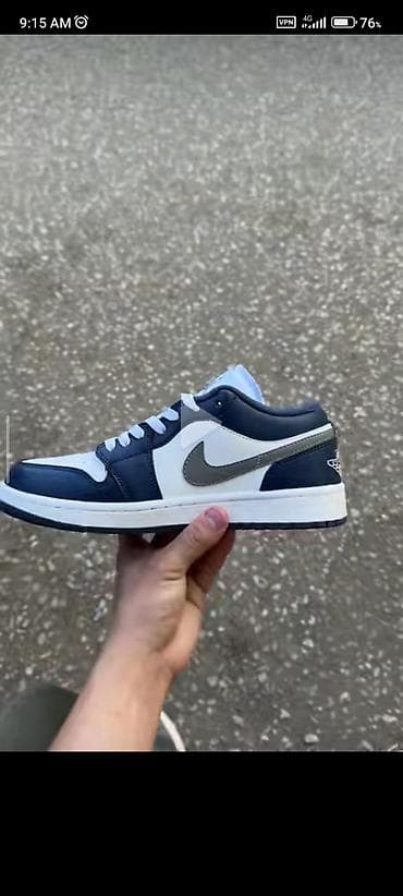 lining шлепки: Кроссовки Nike Air Jordan 1 Low - Цвет: темно‑синий/белый с серым — 3