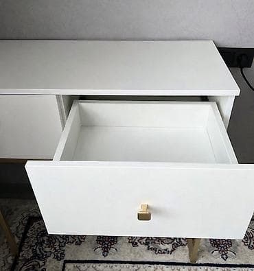 Мебель: Город Ош Консольный стол с двумя ящиками на металлических ножках. - — 2