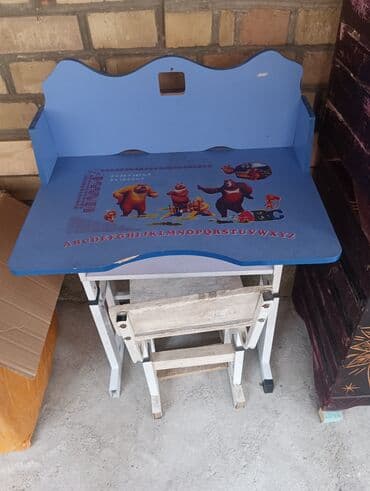 мойка с тумбой для ванной: Парта, С полками, Для мальчика, Детская, Металл, цвет - Голубой — 3