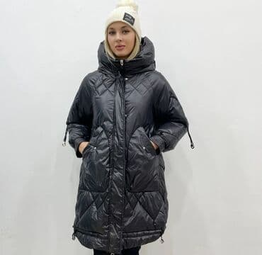 спортивное оборудование: Пуховик, По колено, Оверсайз, L — 2