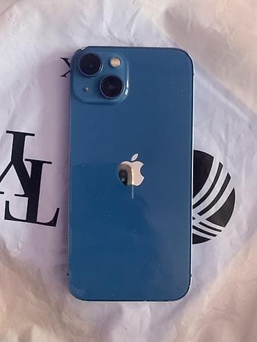 IPhone 13, Б/у, 128 ГБ, Синий, Защитное стекло, Чехол, 82 %