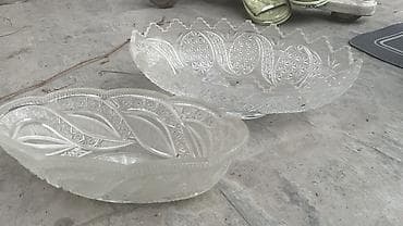 чугунная казан: Набор винтажного гранёного стекла/хрусталя Состав: - 3 салатницы/вазы — 1