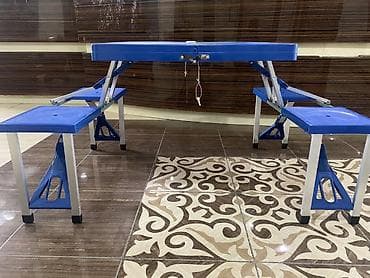 переносной стол: Складной туристический стол с четырьмя встроенными сиденьями — 3