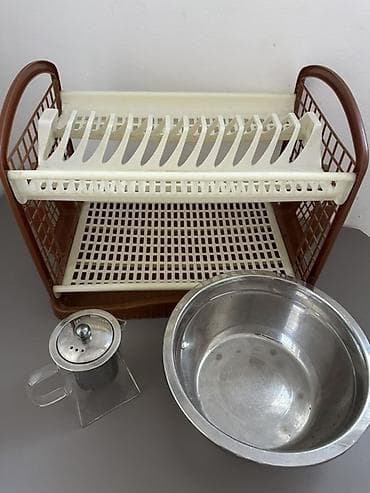 Идиш-аяк: Комплект для кухни: - Двухъярусная сушилка для посуды из пластика — 1