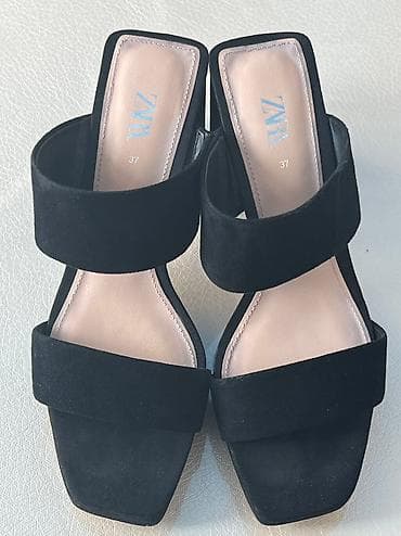 Сандалдар жана шлепкалар: Босоножкалар, 37, Zara, Колдонулган, түсү - Кара, Өзү алып кетүү — 5