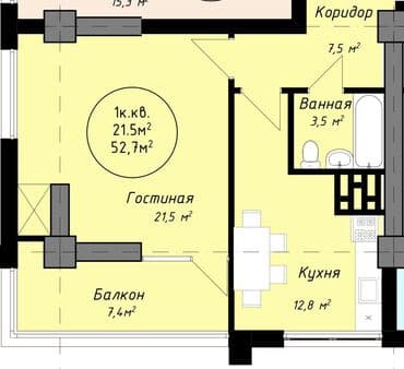 кулатова матросова: 2 комнаты, 52 м², Элитка, 9 этаж, ПСО (под самоотделку) — 4