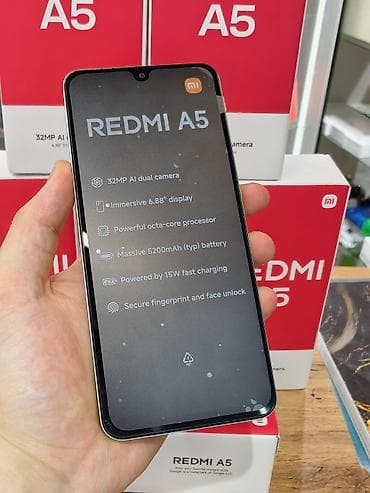 anex ozy: Redmi, Redmi A5, Новый, 64 ГБ, цвет - Черный, 1 SIM, 2 SIM, eSIM — 4