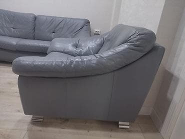 кожанное кресло: Комплект мягкой мебели, цвет - Серый — 3