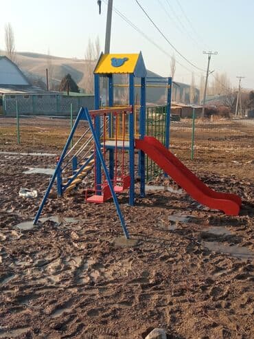 спортивное оборудование: Горка комплекс с качелями, + рукоход, шведская стенка, пожарный спуск — 14