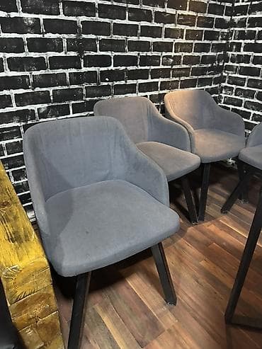 Ош 4 шт Мягкие полукресла/стулья с подлокотниками, серые -