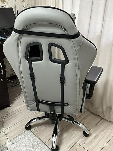 Игровые кресла: Игровое кресло, Новый, С колесиками, цвет - Серый, Экокожа — 3