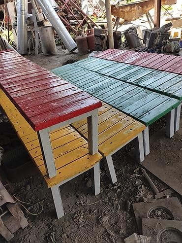 Мебель: Скамейка Дерево, Без спинки, Без крыши — 1