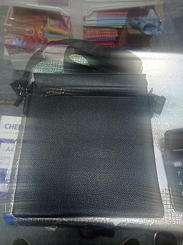 Эркектер кийими: Сумка через плечо мужская, компактная, черная. длина 26 см ширина 22 — 2
