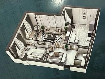 mega hous: 2 комнаты, 63 м², Элитка, 11 этаж, Готовая ПСО (под самоотделку) — 10