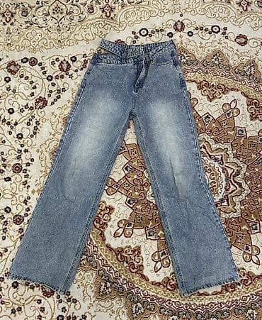 Джинсы: Джинсы, Прямые, Высокая талия, Вареные — 1