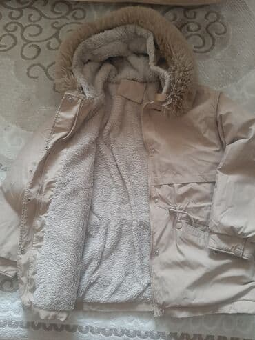 Пуховик, Короткая модель, С мехом, С капюшоном, XL