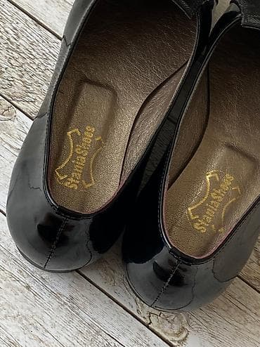 Сабо: Балетки женские новые, пр-ва Турции, черные, натуральная кожа, лак — 5