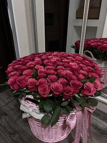 51 роза: Продам большую корзину роз🔥 Пышная композиция из розовых роз в — 2