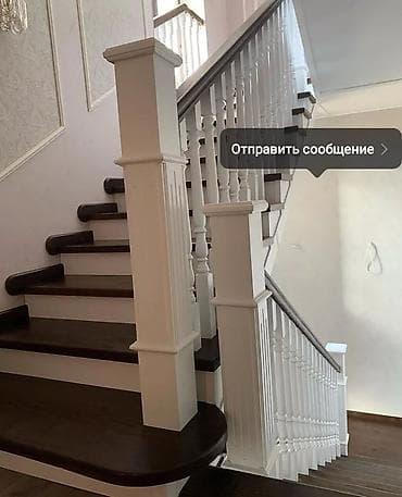 Чердачные лестницы: Деревянная лестница Для дома, Форма лестницы: Г-образная, Стиль: Классический — 10