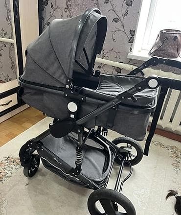 коляска складная легкая: Коляска, цвет - Черный, Б/у — 3