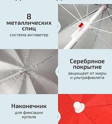 Дом и сад: Пляжно-торговый зонт с усиленной стойкой диаметр:220 высата  — 4