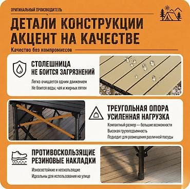 Столы: Складной туристический стол Camping Table Pro 120×55 см + 4 стула — — 10