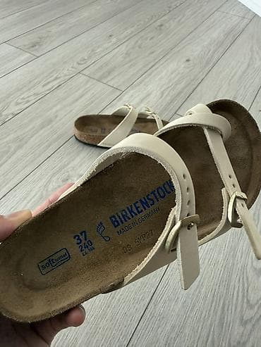 Сандалдар жана шлепкалар: Босоножкалар, 37, Birkenstock, Жаңы, түсү - Саргыч боз, Өзү алып кетүү — 8