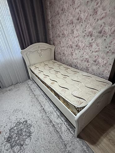 Дом и сад: Односпальная кровать, Б/у, С матрасом, длина - 210 см — 2