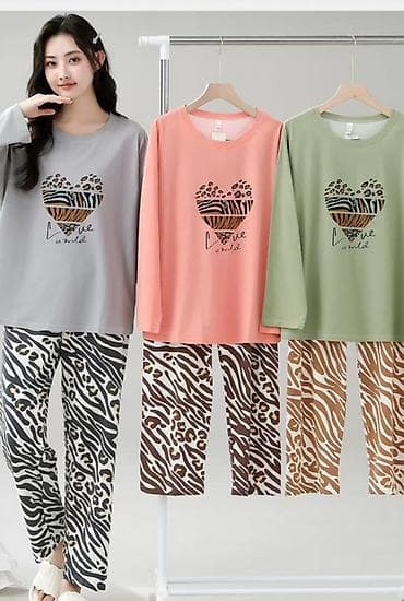 Юбки: Женские домашние пижамы – комплекты с длинным рукавом и прямыми — 2