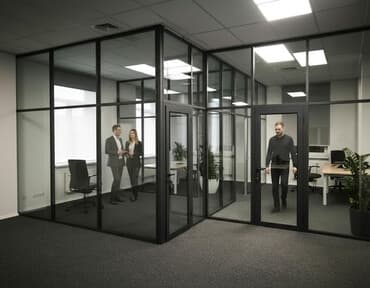 бур стена: На заказ Цельностеклянная перегородка, Для офиса, Монтаж — 1