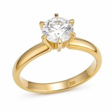 бижутерия tiffany: Кольцо в желтом золоте 585 Tiffany, 17,5 мм, вес 3,16 г. Вставка — 1