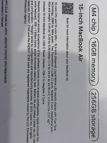 Ноутбуки Apple (MacBook): Продается:MacBook Air 15" (2025) на чипе Apple M4. Состояние нового — 3