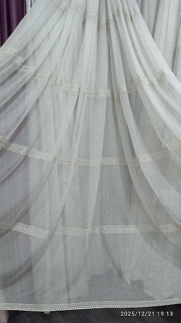 тюлевые жалюзи: Тюль с вышивкой, коллекция белых легких штор. - Материал: тонкая — 7