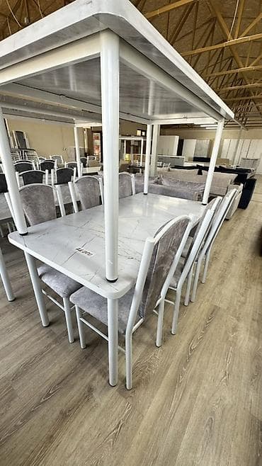 small table: Обеденные гарнитуры с металлическим каркасом и столешницей «под — 1