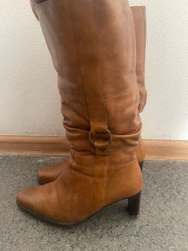 сапоги из натурального меха и кожи: Сапоги, 38, Janina, Новый, цвет - Оранжевый, Самовывоз — 2