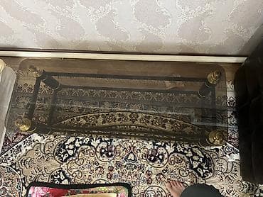 стекляные столы: Стеклянный журнальный столик в классическом стиле. - Прямоугольная — 4