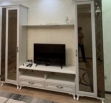 лофт мебель: Стенка-шкаф, Тип стенки-шкафа: Модульная, Для зала, Особенности: С отделением под телевизор — 2