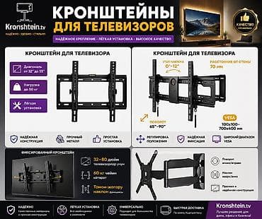 Кронштейны для телевизоров Kronshtein.tv Особенности и возможности: -