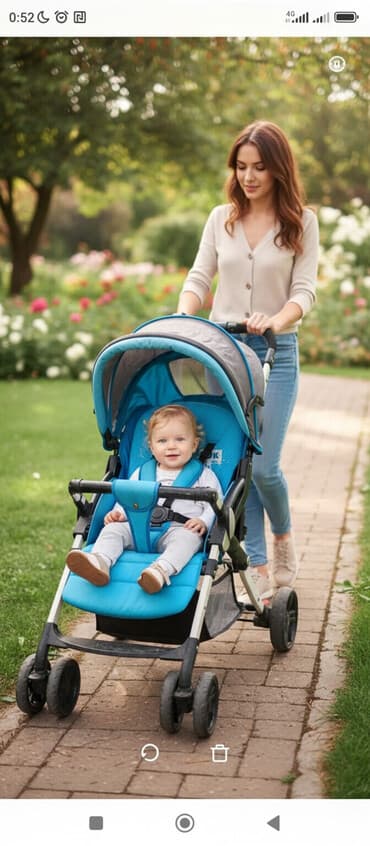 Коляска, цвет - Голубой, Б/у