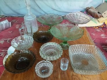 насадка на мороженое: Стеклянная советская посуда, набор микс - 3 десертные вазы/менажницы — 1