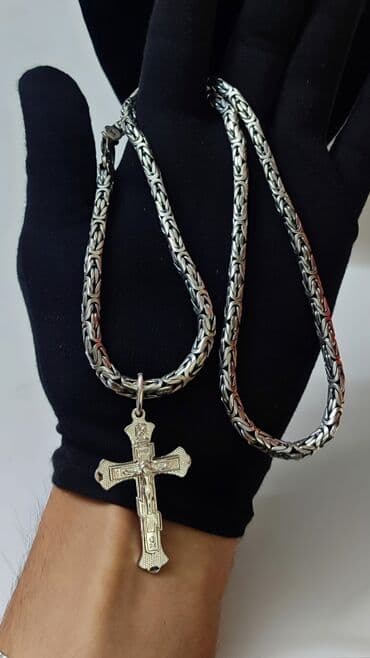 свадебные наборы ручной: Серебряные комплекты Цепь+ Крест Серебро 925-960 проба 100% Ручная — 4