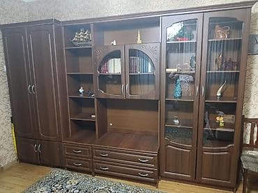 кух стенка: Гарнитур для зала, Б/у, МДФ, Самовывоз, цвет - Коричневый — 4